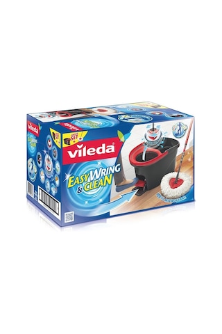 Vileda Turbo Pedallı Temizlik Seti, Siyah+vileda Turbo& Easy Wring Yedek Paspas