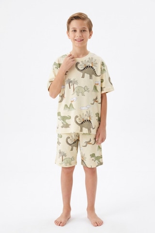Modanino Erkek Çocuk %100 Pamuk Şortlu Pijama Takımı 8-13 Yaş 12715ıs Krem