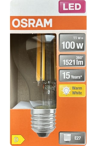 2 Adet Ledvance 11w Sarı Işık 2700k E27 Duylu Kalın Duy Filament Led Ampul