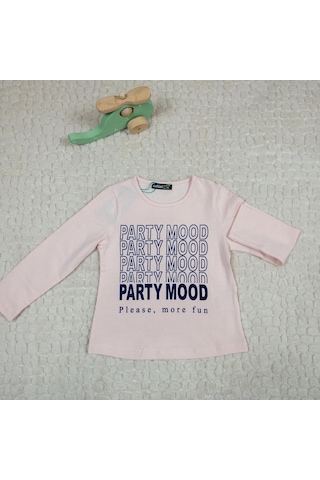 Momikon Kız Çocuk Party Mood Yazılı Pamuklu Sweat Pembe