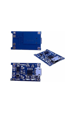 Lithium Pil Şarj Modülü Korumalı - Tp4056, Micro Usb Konnektör, Bms