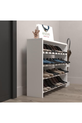 Kenzlife Ayakkabılık Mısri Mat Beyaz Suntalam 065 080 20 Onaltı Çift Ayakkabı Kapasitesi Arkalıksız Beyaz