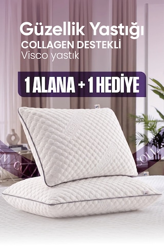Collagen Boyun Destekli Ortopedik Visko Yastık - Güzellik Yastığı Beyaz Dokulu