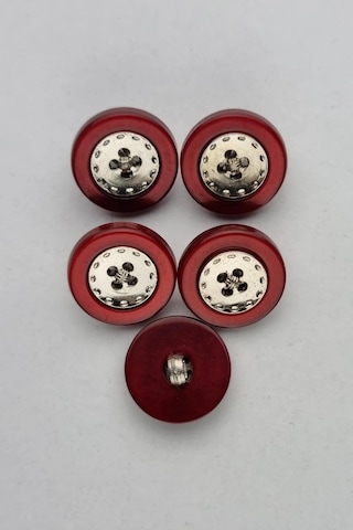 Küçük Ortası Metal Akrilik Bordo Kaban Çeket Hırka Yelek Düğmesi 5 Adet