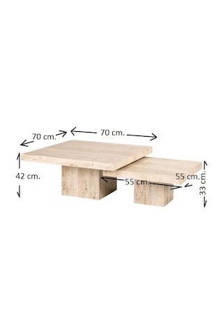 Most Marmoris Mermer Görünümlü %100 Mdf Orta Sehpa Set Siyah - Ceviz