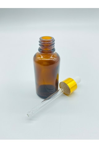 Şişe Dükkanı Altın Kapak Top Uç Damlalıklı Cam Amber Şişe 10 x 30 ML