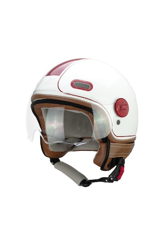 Cgm 191v Pix Vintage Bianco Bordeaux Sagomata Açık Kask Beyaz-kırmızı Kırmızı - Beyaz
