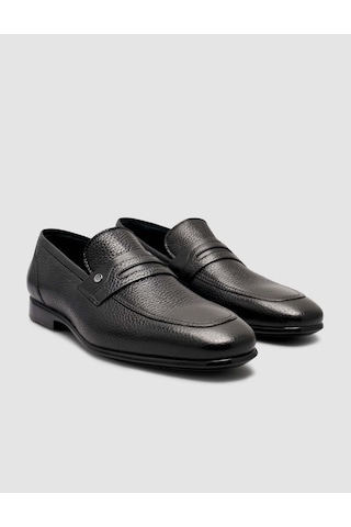 Cabani Hakiki Deri Siyah Loafer Erkek Ayakkabı Siyah