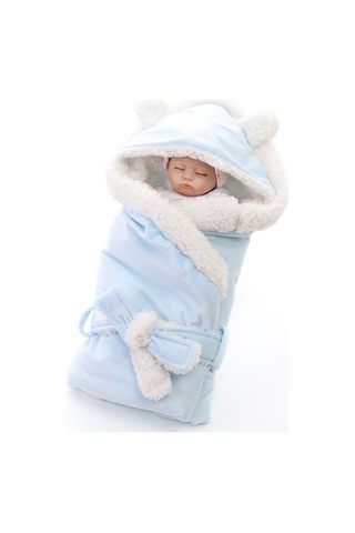 Süper Yumuşak Yenidoğan Uyku Tulumu Lambswool Battaniye Düz Renk Bebek Kundak Battaniyesi Açık Mavi