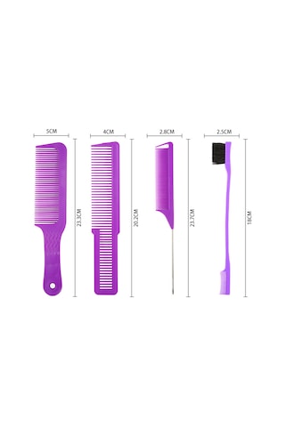 Shineyee Saç Şekillendirme İçin Abs Malzemeden 4 Parça Saç Fırçası Ve Tarak Seti - Mor Renk, Isıya Dayanıklı, Statik Önleyici, Seyahat Boyutu.