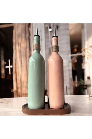 Kadın Desenli 750 Ml Zeytinyağı Sıvıyağ Şişesi Yağdanlık Yağlık Sirkelik Sosluk 2'li Set 56889110 Çok Renkli