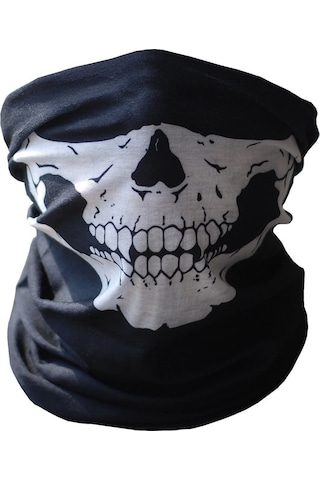 Siyah Renk Dikişsiz Çok Fonksiyonlu Çene Kafatası Yüz Maskesi Baf Buff Bandana Boyunluk Bileklik 56