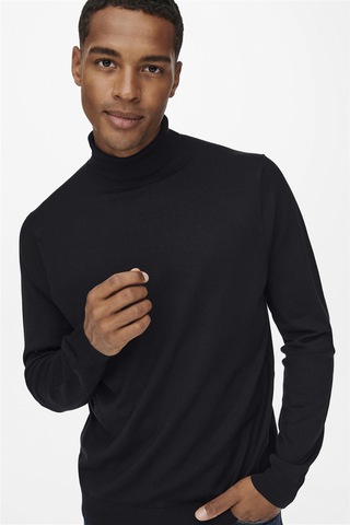 Only & Sons Onswyler Life Reg Roll Neck Knit Noos Erkek Siyah Kazak - 22020879