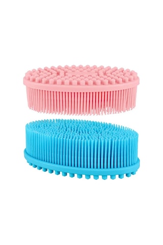 Moveevo 2 Adet Silikon Vücut Ve Yüz Aşınma Fırçası - İki Yönlü Kullanim, Yumuşak Tüyler, Dayanıklı Materyal Mavi Ve Pembe Diğer