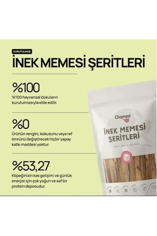 İnek Memesi Şeritleri 100% Doğal Katkısız Köpek Ödül Sı 100 Gr