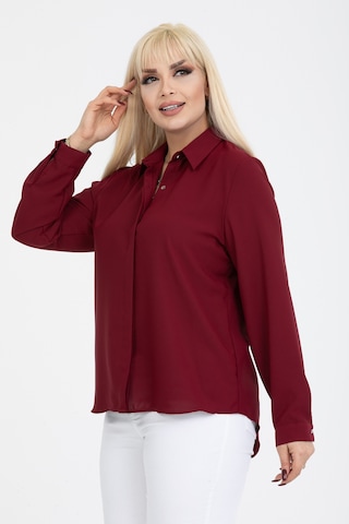 Pera Moda Jessica Büyük Beden Gömlek Bordo
