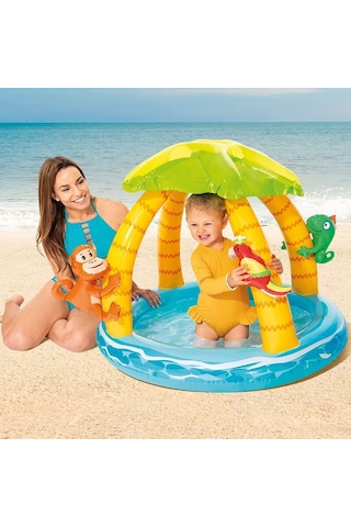 Intex 58417 Tropik Ada Gölgelikli Şişme Çocuk Havuzu 102cm Şişi Çok Renkli
