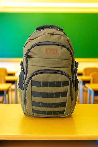 Owyon Kzn Kanvas Okul Sırt Çantası Yeni Sezon- Bej