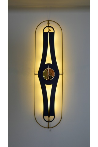 Parıltı Bablo Premium Duvar Saatleri Gold - Lacivert