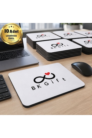 Logonuza Özel 10 Adet 19x23 Cm 5 Mm İthal Kaymaz Kauçuk Tabanlı Dikdörtgen Mouse Pad