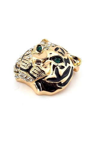 Solfera Yeşil Gözlü Kaplan Tiger Yırtıcı Hayvan Safari Zirkon Taşlı Broş Rz171