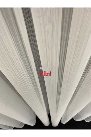 Tül Perde Brillant İnce Çizgili Etek Kurşunlu