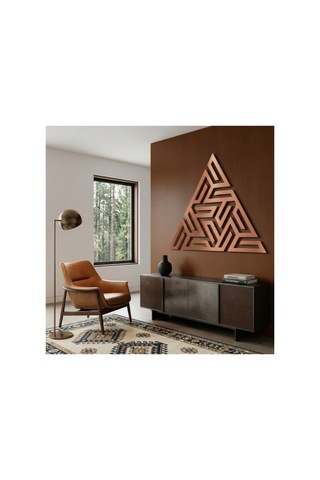 Üçgen Labirent - Metal Duvar Tablosu - Metal Duvar Sanatı - Bronz - 65 X 75 Cm