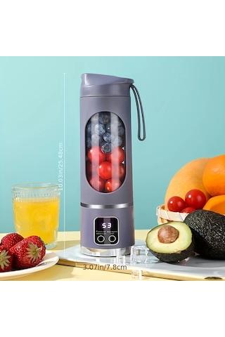 Turcoshop11 Mor Portabl Kablosuz Blender Ve El Meyve Sıkacağı - Usb Şarjlı Taşınabilir Smoothie Yapıcı