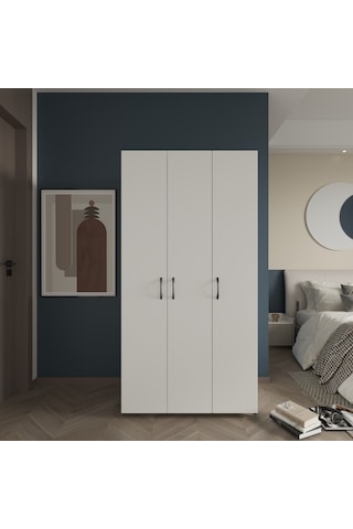 Ed Pet Dizayn Doruk 3 Kapaklı Beyaz Elbise Dolabı Çok Amaçlı Dol
