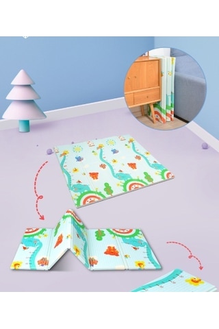Worryfree-200x180cm Çift Taraflı Katlanır Bebek Oyun Matı-küçük Geyik Bahçesi + Aydınlanma Günlük 10mm
