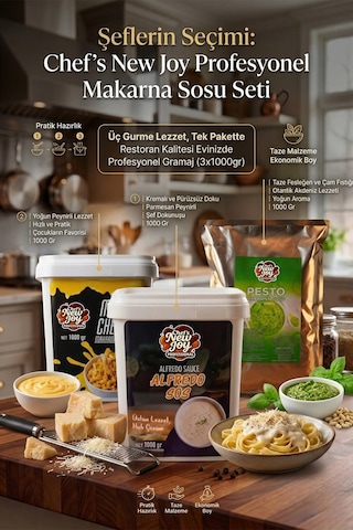 3 Lü Gurme Makarna Sosu Seti - Mac Cheese + Alfredo + Pesto 3 X 1000g