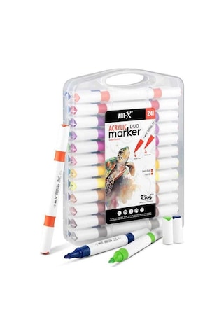 Rich Art X Acrylic Duo Marker Çift Uçlu Su Bazlı Boyama Kalemi 24 Renk Set 18054