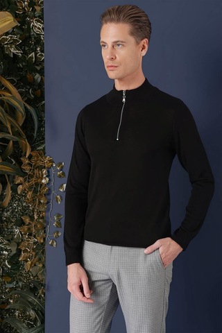 Efor Tr 861 Slim Fit Siyah Klasik Triko Siyah