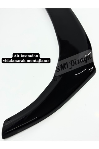 Vw Golf 7 R Tampon Uyumlu Ön Lip - Parlak Siyah Piano Black Plastik Tampon Eki 2012-2016