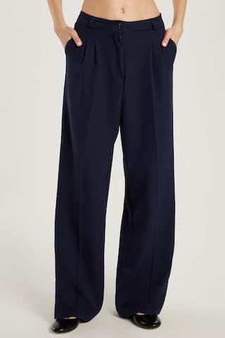 Tudors Kadın Regular Fit Pileli İspanyol Paça Lacivert Pantolon-34019 Lacivert