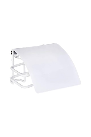 Saban Classic Plus Tuvalet Kağıdı Tutucu Beyaz Kaplamalı, Kapaklı, Duvar Montajlı, Paslanmaz Çelik 14 X 9 X 14 Cm Beyaz