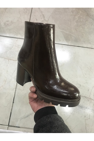 Platform Vegan Deri Kırışık Rugan Bot Metalik