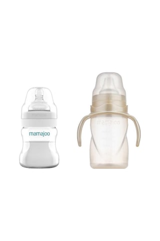 Mamajoo Antikolik Biberon 150 Ml ve Antikolik Akıtmaz Alıştırma Bardağı 270 Ml - Pearl