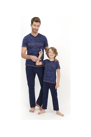 Arnetta Lost In Paradise Koyu İndigo Genç Erkek Kısa Kol Pijama Takımı 5274-26520 K. İndigo