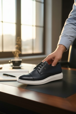 Enoch Hakiki Deri Siyah Mikro Dokulu Ve Beyaz Tabanlı Erkek Casual Sneaker Ayakkabı Siyah