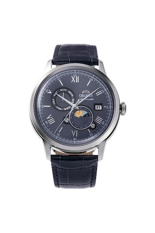 Orient Ra-ak0806l30b Kurmalı Otomatik Sun&moon Deri Lacivert 42 Mm Erkek Kol Saati Gri