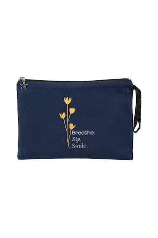 Breathe, Sip, Smile - Lacivert Clutch Çanta Lacivert Breathe, Sip, Smile - Lacivert Clutch Çanta Lacivert