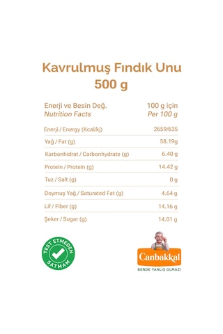 Canbakkal Kavrulmuş Fındık Unu Pasta Kurabiye ve Tatlı Yapımı İçin 500 G