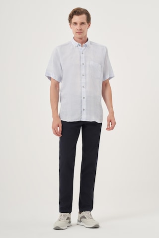Morven Erkek A. Mavi Keten Trend Regular Fit Düğmeli Yaka Kısa Kol Gömlek 25ys004023311 A. Mavi A. Mavi