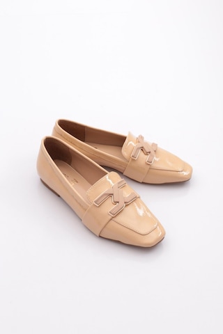 Dgn 5005 Kadin Tokali Loafer Nude Kırışık Rugan
