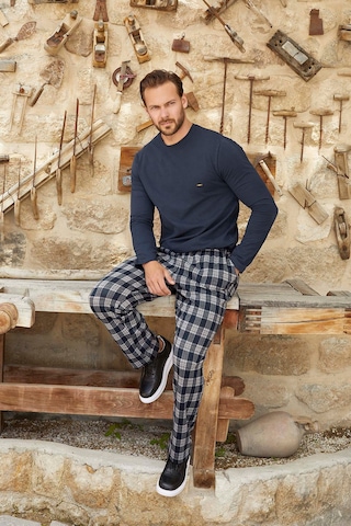 Aydoğan Erkek Tekin Jakarlı Kışlık Lacivert Pijama Takım 3380 001