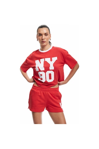 Koton Beli Lastikli Baskılı Cepli Rahat Kalıp Mini Spor Şort Kırmızı 5sak40056nk Kırmızı