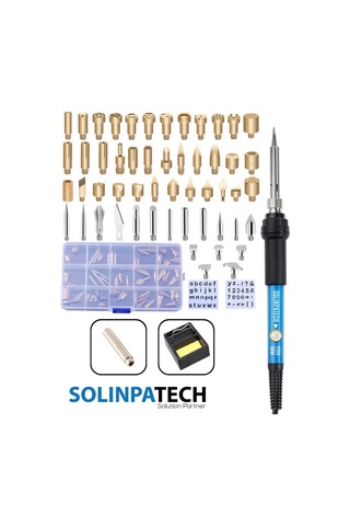 60W Isı Ayarlı Ahşap Yakma Kalemi + 55 Parça Ağaç Dağlama, Kesme, Oyma, Kabartma Uç Seti