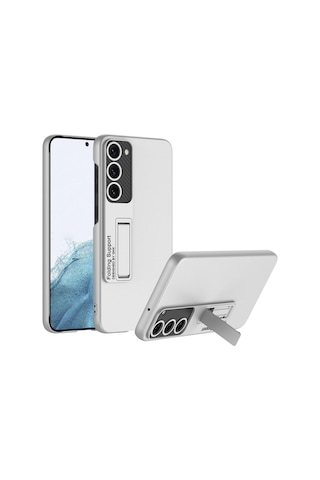 Samsung Galaxy Uyumlu S23 Kılıf Zore Standlı Ays Kapak Gümüş
