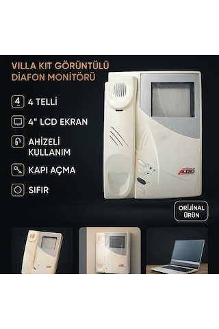 Audıo 001650 Gty304f 4 Telli Villa Kit Görüntülü Diafon Monitörü 4 Ahizeli